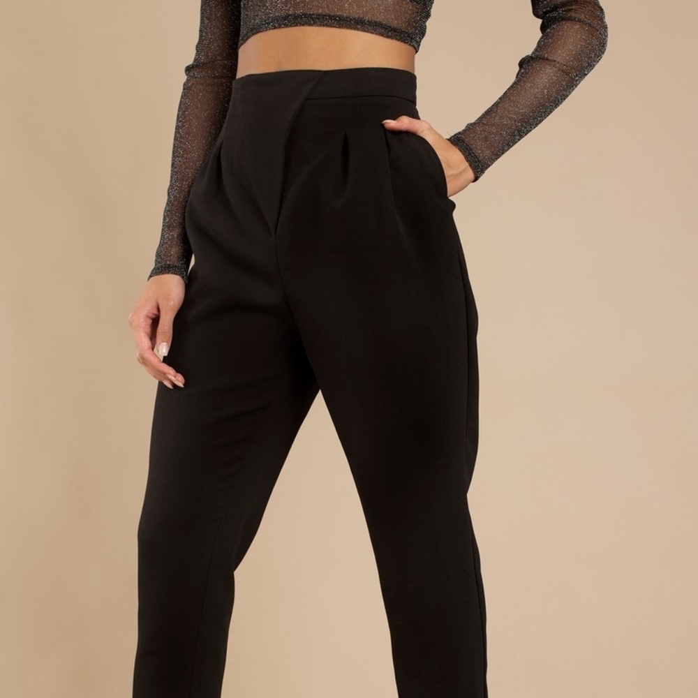 TOBI BLACK HIGH RISE SLIM PANTS